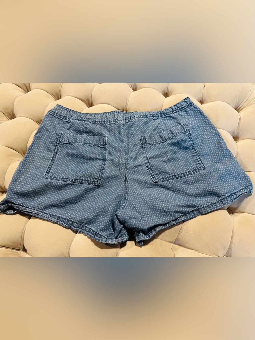 Gap Chambray Print Drawstring Pull-On Shorts Women’s Size 10 Blue - Picture 2 of 5